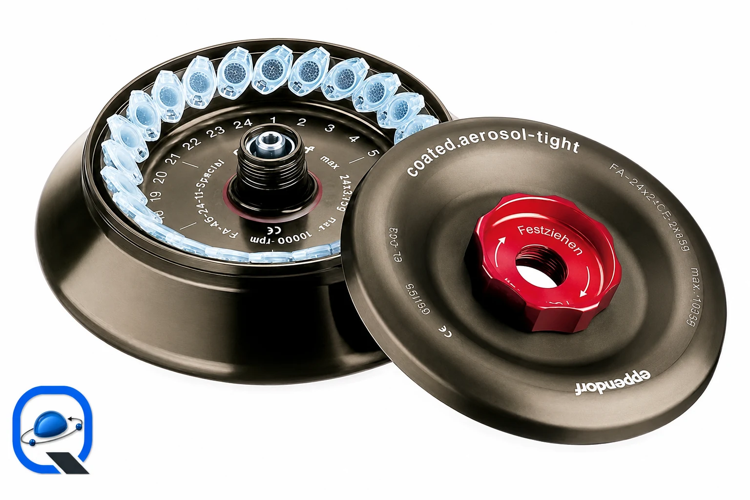تصویر واقعی روتور سانتریفیوژ میکروتیوب با درب ایمن آئروسل (Aerosol-Tight Microcentrifuge Rotor) برای باکس قطعات سایت قطعه پیچ