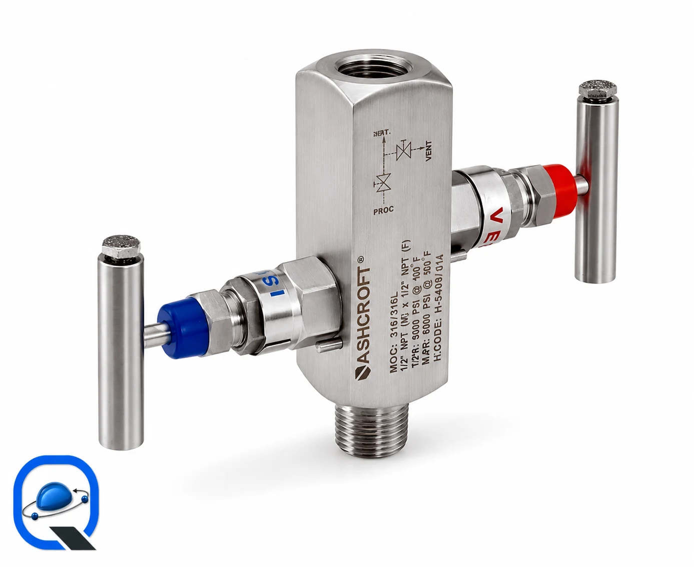 تصویر واقعی منیفولد شیر ابزار دقیق برای اندازه‌گیری فشار (Instrument Pressure Manifold Valve) برای باکس قطعات سایت قطعه پیچ